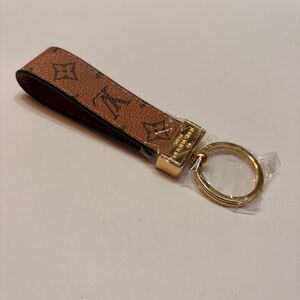 Designer Monogram Brown Leather Key & Card Holder Strap